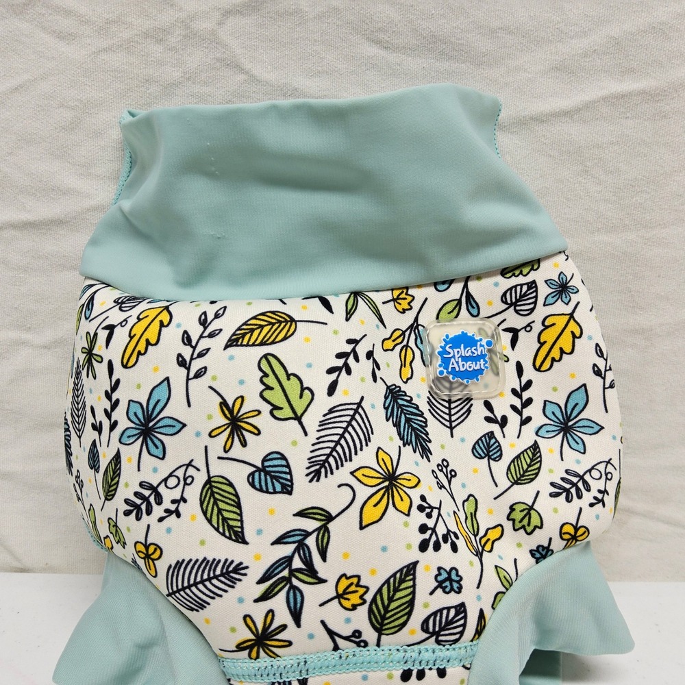 Splash About Happy Nappy Swim Diaper Kids 12-24M Mint Green Botanical Leaf Print